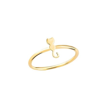 14 Ayar Altın Minimal Kedi Yüzük