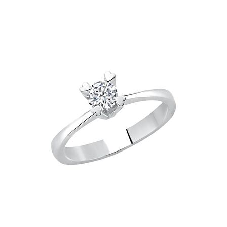 Pırlanta Kalpli Tektaş Yüzük