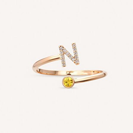 Harfli Pırlanta Tektaş Yüzük