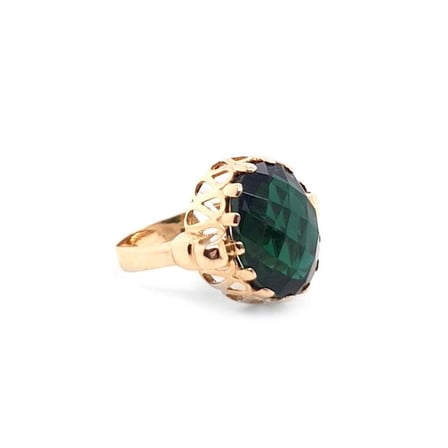 14k Altın Yeşil Topaz Taşlı Yüzük