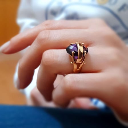 14k Altın Ametist Taşlı Yüzük