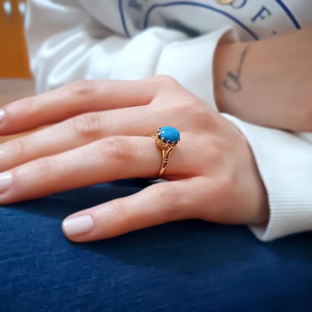 14k Altın Firuze Taşlı Yüzük