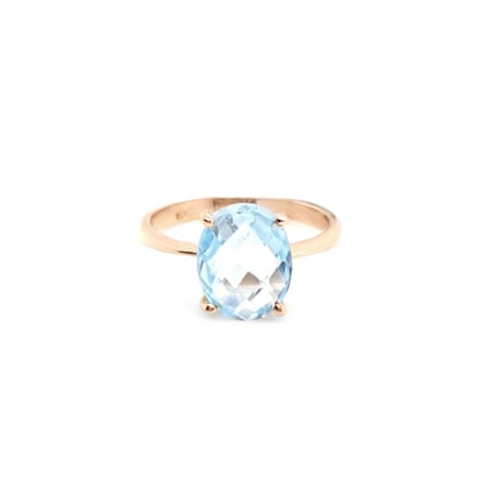 14k Altın Mavi Topaz Taşlı Yüzük