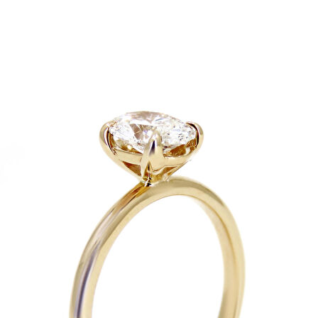 14 Ayar Altın Oval Tektaş Yüzük