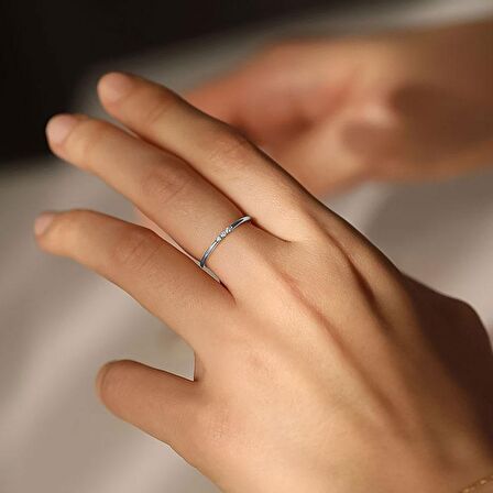 Pırlanta Üçtaş Tel Alyans Yüzük