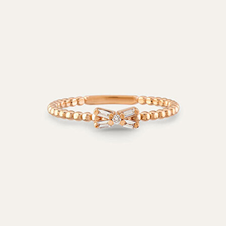 Baget Taşlı Rose Altın Pırlanta Yüzük