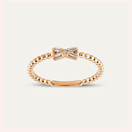 Baget Taşlı Rose Altın Pırlanta Yüzük