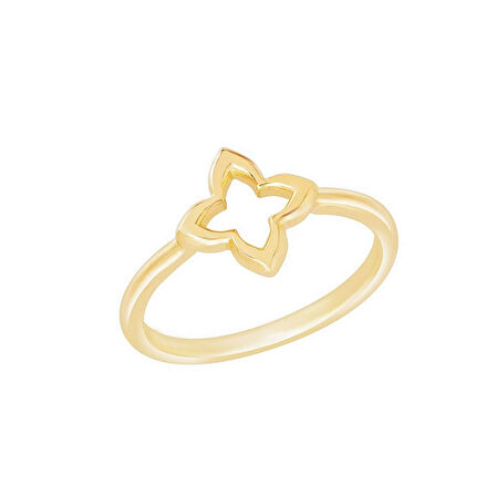 14k Sade Altın Çiçek Yüzük