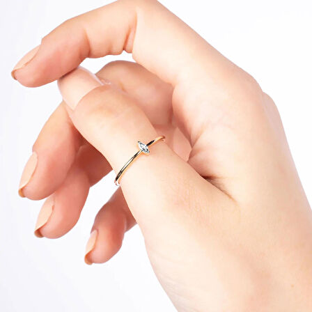 14k Altın Rhythm Markiz Taşlı Yüzük