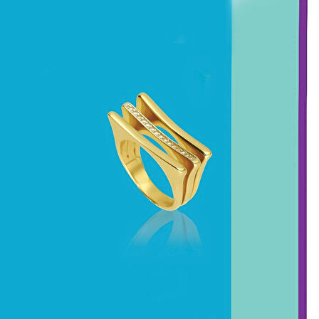 14k Altın Cetaş Minima Üç Sıra Yüzük