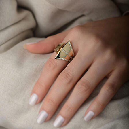 14k Altın Taşlı İtalyan Yüzük