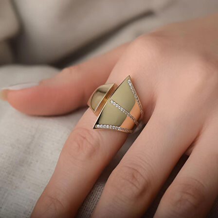 14k Altın Taşlı İtalyan Yüzük