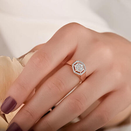 14 Ayar Rose Altın Taşlı Yüzük AY08784