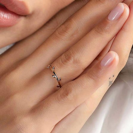 14k Sarı Altın Minimal Dal Yüzük