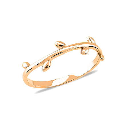14k Rose Altın Minimal Dal Yüzük