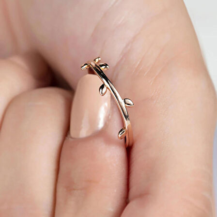 14k Rose Altın Minimal Dal Yüzük