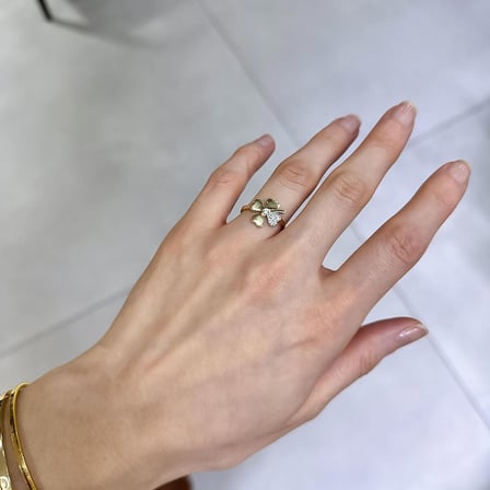 14k Altın Taşlı Yonca Yüzük