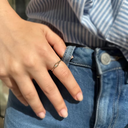 14k Altın Mavi Taşlı Balık Yüzük
