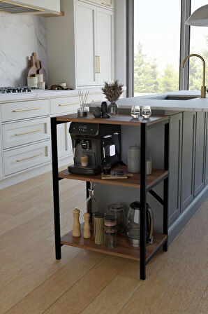 Steel Desing 3 Katlı Metal Gövdeli Çok Amaçlı Raf – Mutfak, Ofis, Salon Düzenleyici – Kahve Köşesi ,Dolap