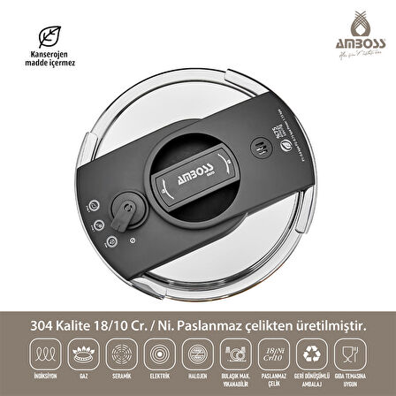 Amboss Eniomatik Çelik Klipso 4 lt Düdüklü Tencere
