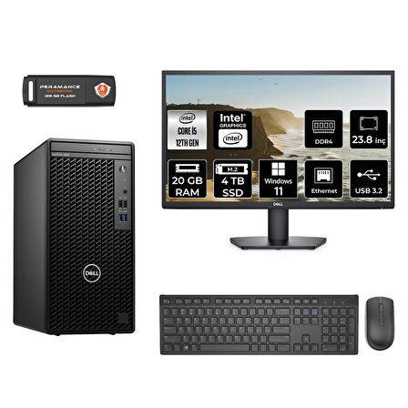 Dell OptiPlex 3000MT i5 12500 20GB 4TB SSD W11P N010O3000MTAC MASAÜSTÜ PC & 23.8" MONİTÖR 