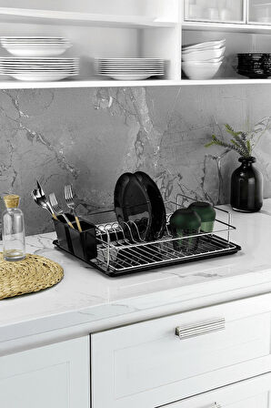 Tek Katlı Krom Bulaşıklık – Dayanıklı Paslanmaz Bulaşık Sepeti, Tepsili, Tabak ve Kaşık Kurutmalık -