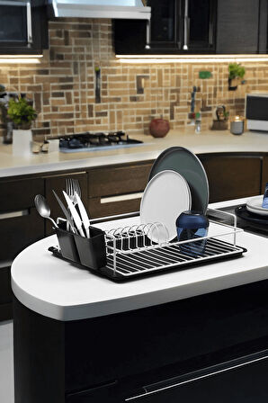 Tek Katlı Beyaz Bulaşıklık – Dayanıklı Paslanmaz Termoplastik Kaplama Bulaşık Sepeti, Tepsili, Tabak