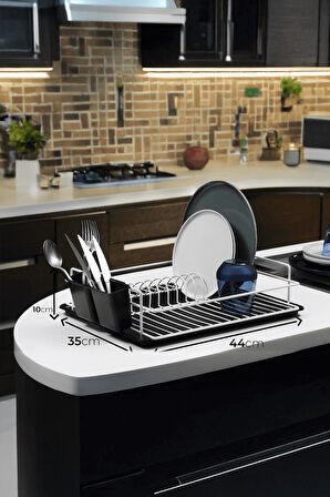 Tek Katlı Beyaz Bulaşıklık – Dayanıklı Paslanmaz Termoplastik Kaplama Bulaşık Sepeti, Tepsili, Tabak