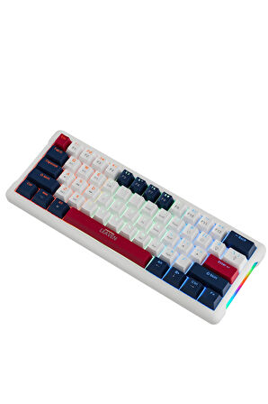 K610 Kablolu Lacivert - Beyaz Mekanik Oyuncu Klavyesi-61 Tuş Rgb-Hot Swap - Mavi Switch