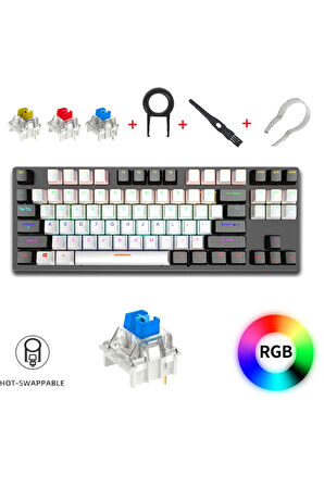 K550 Kablolu Hot-Swap Blue Switch RGB Mekanik Klavye 87 Tuş