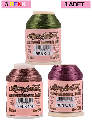 3 Adet Altınbaşak Oya ve Dantel İpi 20 gr - Royaleks - No: 144 - 085 - 002