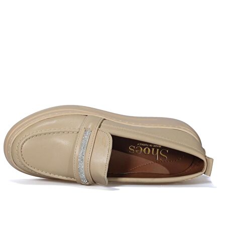 Taş Detaylı Casual Bej Kadın Ayakkabı