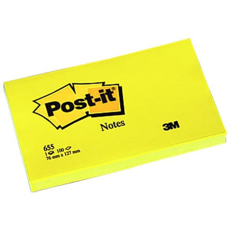 Post-İt 655 Yapışkanlı Not Kağıdı 100 Yaprak 76Mm X 127Mm Sarı (12 Koçan)