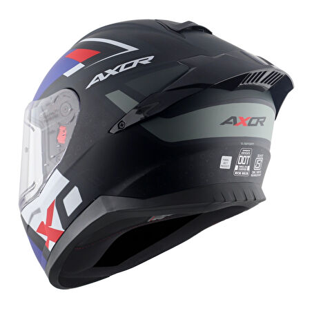 Axor Saber X Sports Motosiklet Kask Black Blue  MAT