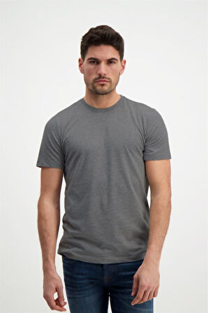 Erkek Siyah Bisiklet Yaka Slim Fit Basic T-shirt
