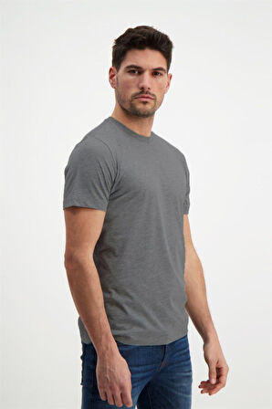 Erkek Siyah Bisiklet Yaka Slim Fit Basic T-shirt