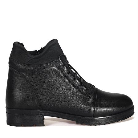 Bordolli Siyah Dalgıç Kumaş Kadın Deri Bot