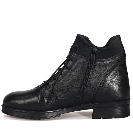 Bordolli Siyah Dalgıç Kumaş Kadın Deri Bot