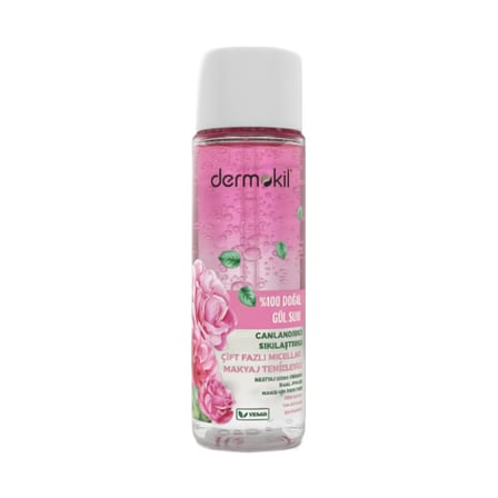 2 Adet Dermokil  Doğal Gül Suyu Çift Fazlı Micellar Makyaj Temizleme Suyu 150 Ml