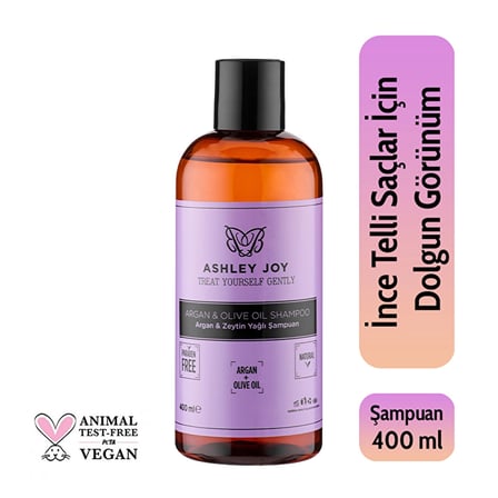 2 ADET Ashley Joy Argan & Zeytinyağlı Şampuan 400 ml