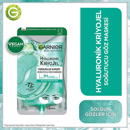 3 ADET Garnier Hyaluronik Kriyojel Yorgunluk Karşıtı Soğutucu Göz Maskesi