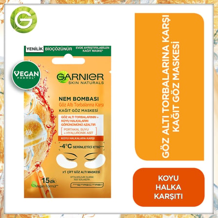 3 ADET Garnier Nem Bombası Göz Altı Torbalarına Karşı Kağıt Göz Maskesi