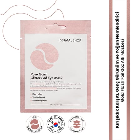 4 ADET Dermal Rose Gold Glitter Foil Göz Maskesi 4 gr