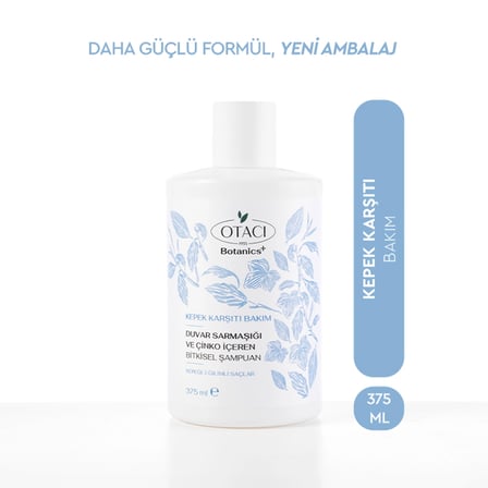 Otacı Botanics+ Kepek Karşıtı Bitkisel Bakım Şampuanı Duvar Sarmaşığı ve Çinko 375 ml