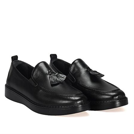 Bordolli Püsküllü Siyah Casual Erkek Ayakkabı