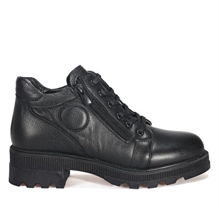 Bordolli Siyah Deri Kadın Bot