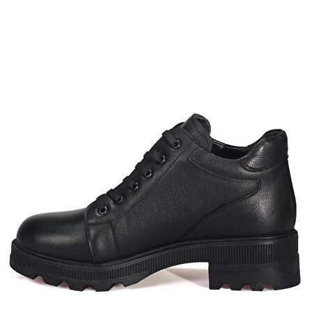 Bordolli Siyah Deri Kadın Bot