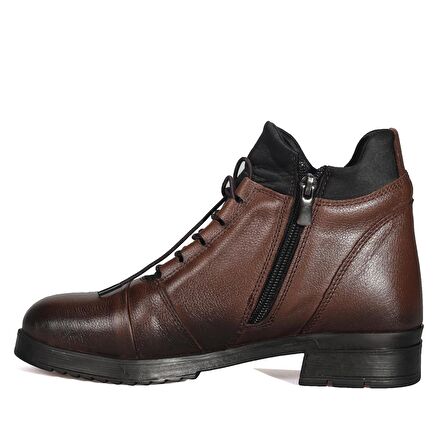 Bordolli Kahverengi Dalgıç Kumaş Kadın Deri Bot