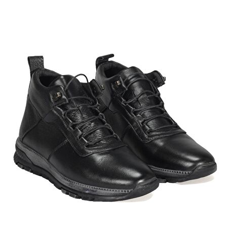 Bordolli Siyah Erkek Casual Deri Bot