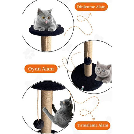 Reyo Pet Stepli Kedi Tırmalama Tahtası Siyah
